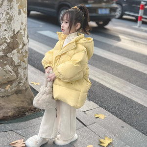 女童冬季棉衣棉服加厚保暖外套韩版宝宝小女孩长款羽绒棉服面包服