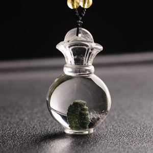 晶中石 观景石许愿瓶天然绿幽灵吊坠异象水晶项链饰品礼物愿望瓶