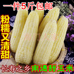 海门农家新上市新鲜糯玉米嫩珍珠米甜白玉米一件5斤39元包邮