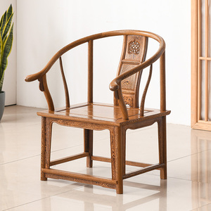 鸡翅木圈椅红木家具中式太师椅仿古实木官帽椅靠背椅单人休闲椅子