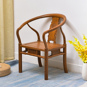 红木家具实木新中式鸡翅木围椅靠背泡茶椅子太师椅圈椅禅意椅圆椅