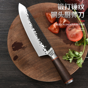 菜刀不锈钢手工锻打厨师刀鱼生刀锋利切菜刀切片刀厨房尖刀切肉刀