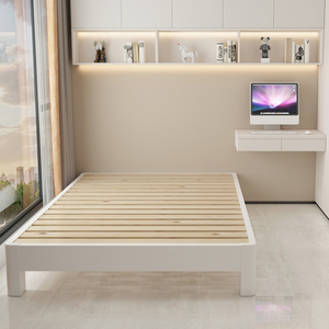 无床头床1.35橡木榻榻米架子床1.2m白色无靠背小户型实木床可定制