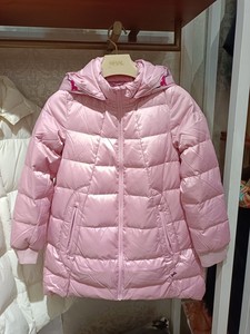 艾莱依专卖店粉色a字型中长款羽绒服芭比系列联名款冬季时尚女装