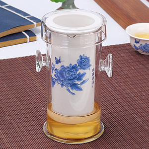 泡红茶茶具玻璃双耳冲茶器陶瓷过滤花茶泡茶壶茶杯小套装功夫家用