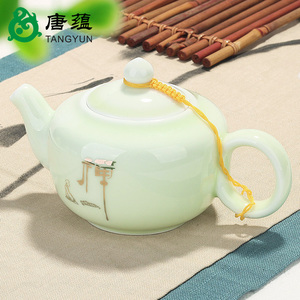 汝窑哥窑茶具茶壶天青瓷单茶壶开片可养陶瓷功夫家用茶道泡茶器