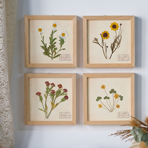 简约花卉植物标本装饰画照片墙相框挂画组合墙书房儿童房样板间