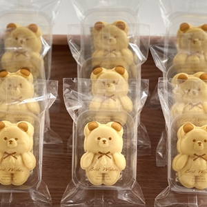 卡通7*12小熊加厚绿豆糕包装袋透明包装袋子手工饼干平口袋100枚