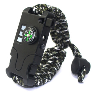 AK17户外多功能远程红外线激光求生手链七芯伞绳编织指南针手环