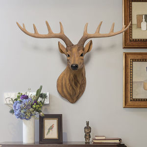 复古风欧式美式乡村创意招财鹿头墙壁挂件客厅背景墙面装饰挂饰