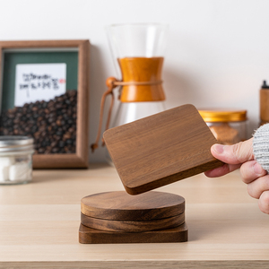 日式相思木整木杯垫纹理均匀茶道托实木玻璃杯垫咖啡杯托盘摆件