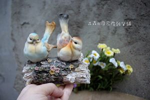 仿真小鸟装饰摆件假鸟复古做旧情侣童话西班牙西姆陶瓷古董娃娃品