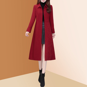 今年流行杭州意法风衣女款春秋2024新款洋气高贵夫人长款红色外套