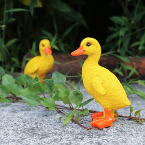 仿真小鸭子摆件 创意树脂动物摆件 假山鱼池装饰造景浮水小黄鸭