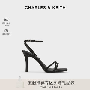 CHARLES&KEITH24春夏新款CK1-60280423法式亮钻一字带高跟凉鞋女