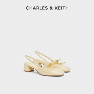 CHARLES&KEITH24夏新款CK1-61720194法式蝴蝶结粗跟包头低跟凉鞋