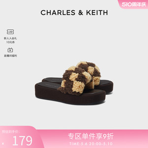 CHARLES&KEITH春夏女鞋CK1-80380072-A厚底休闲拖鞋