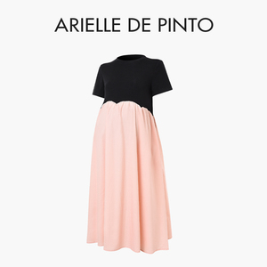 法国 ARIELLE DE PINTO孕妇装夏季时尚宽松遮肚假两件拼接连衣裙