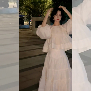 2024新款初春季女装高级感巨显瘦白色连衣裙子小香风两件套装夏装