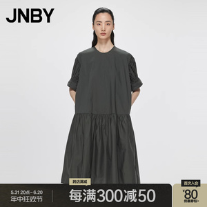 JNBY/江南布衣春连衣裙女宽松圆领A型口袋设计通勤裙子5N3G13950
