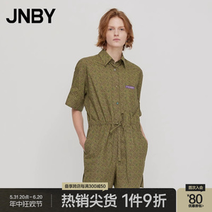 JNBY/江南布衣夏季连体衣100%棉印花休闲通勤衬衫领短裤5M3F13590