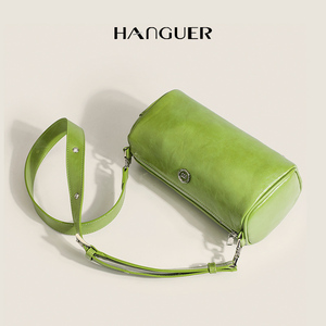 HANGUER＆CK 小众设计师波士顿圆筒包圆形小包包女2024新款斜挎包