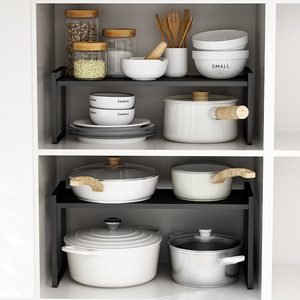 厨房橱柜小锅具分层置物架碗碟调料罐收纳整理放锅架分隔储物用品