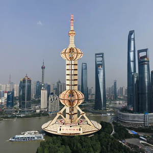 上海建筑东方明珠电视塔木质拼图3d立体模型手工制作diy拼装玩具