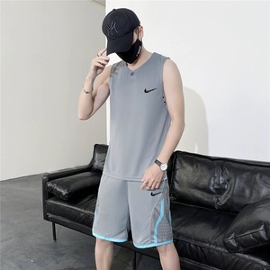 品牌篮球服套装男士夏季速干冰丝背心T恤大码运动健身训练球衣