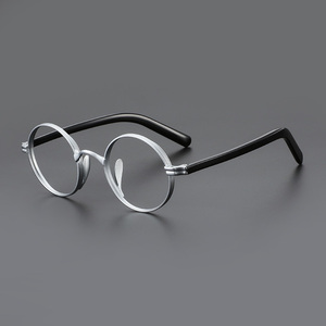 复古钛架圆框近视眼镜男可配有度数超轻纯钛小框高度数眼睛架成品