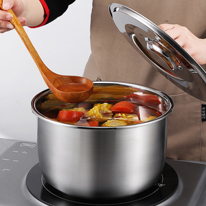 加厚不锈钢圆桶小汤锅带盖304食品级电磁炉燃气通用家用煲煮粥面