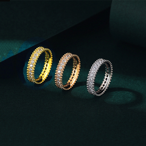 安娜同款珠边戒指叠戴镶钻纯银镀18k玫瑰金高级感时尚轻奢网红款