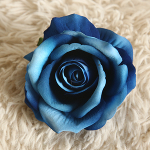 深蓝色花头仿真花绒布玫瑰迷你款婚庆花幼儿园材料包假花手工材料