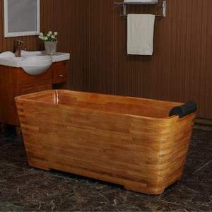 足道 浴桶木桶成人洗澡桶沐浴1缸橡木方形叠版木质泡澡桶