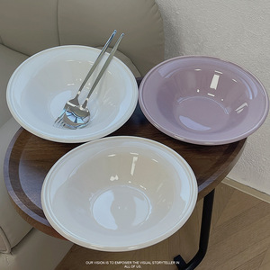 ins风法式紫色意面盘子西餐汤碗家用陶瓷菜盘甜品碗沙拉碗草帽碗