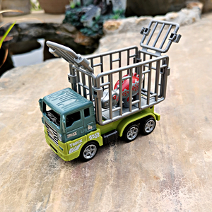 恐龙运输笼车儿童合金玩具车男孩宝宝回力小汽车工程车围栏卡车