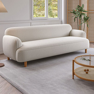 北欧奶油风沙发现代简约小户型沙发公寓客厅直排科技布羊羔绒沙发