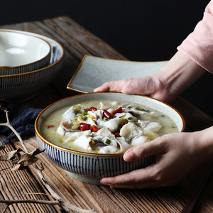 日式创意大汤碗陶瓷家用大号商用汤碗餐厅个性餐具大碗面碗喝汤碗