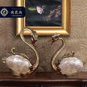 欧式复古奢华创意情侣天鹅摆件美式家居客厅柜装饰品实用结婚礼物