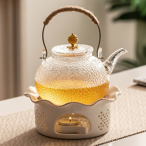 温茶茶具套装家用陶瓷蜡烛保温加热底座酒店煮茶炉下午花茶果茶壶