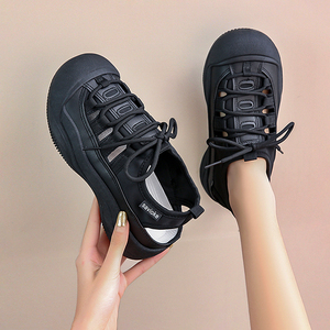 黑色运动鞋女款2024新款夏季透气瑜伽室内健身房专用跳绳镂空凉鞋