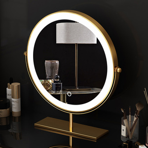 简约台式带灯梳妆镜补妆镜LED化妆镜网红智能镜大号桌面智能nis镜