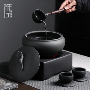 火山石古法煮茶器煮茶炉中式陶瓷煮茶碗白茶专用煮茶壶电陶炉套装
