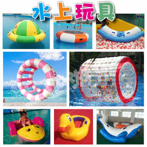 充气水上玩具漂浮物滚筒球小蹦床跷跷板风火轮火烈鸟充气球池玩具