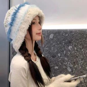 多巴胺系列加厚毛绒绒针织毛线帽子女生秋冬季可爱大头围保暖防风