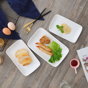 纯白盘子长方形创意火锅盘烧烤盘子餐厅小吃碟肠粉盘单个陶瓷餐具