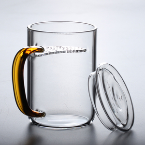 月牙杯玻璃耐热绿茶杯过滤茶杯家用杯子带把带盖茶漏泡茶滤网水杯