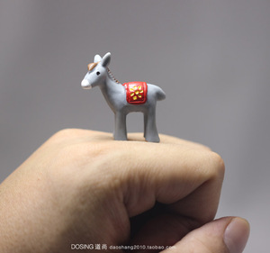 迷你版超小号 小毛驴 可爱小动物 树脂材质 微景观 盆景 模型摆件