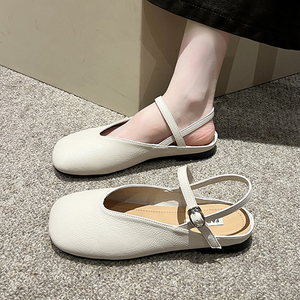 韩版平底鞋子女2024年新款小众温柔仙女小皮鞋软底芭蕾舞单鞋凉鞋