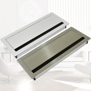 办公桌铝合金穿线盒桌面金属线孔盖板带毛刷嵌入式过线装饰遮盖板